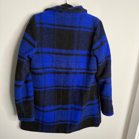 Pendleton Women's 10 Plaid Wool Blend Zip Up Winter Fall Coat Jacket Blue Black - Picture 3 of 6